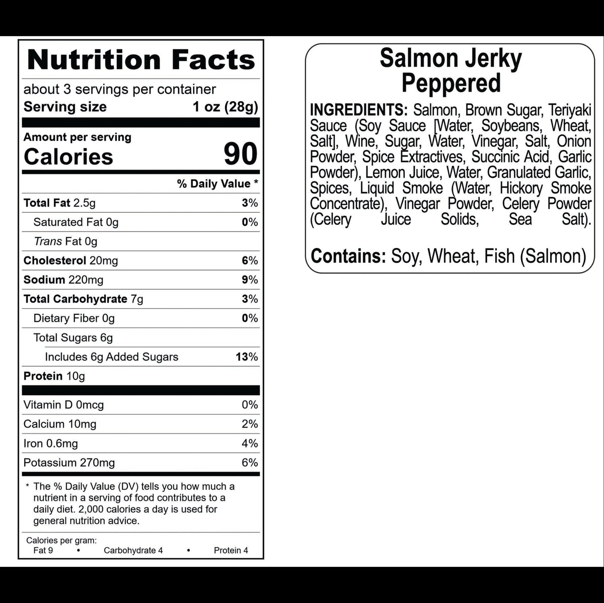 Salmon (fish), Peppered nutrition facts and ingredients