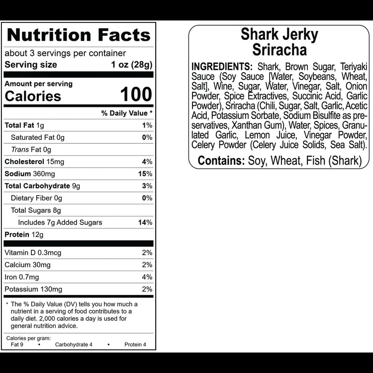 Sriracha Shark (fish) nutrition facts and ingredients