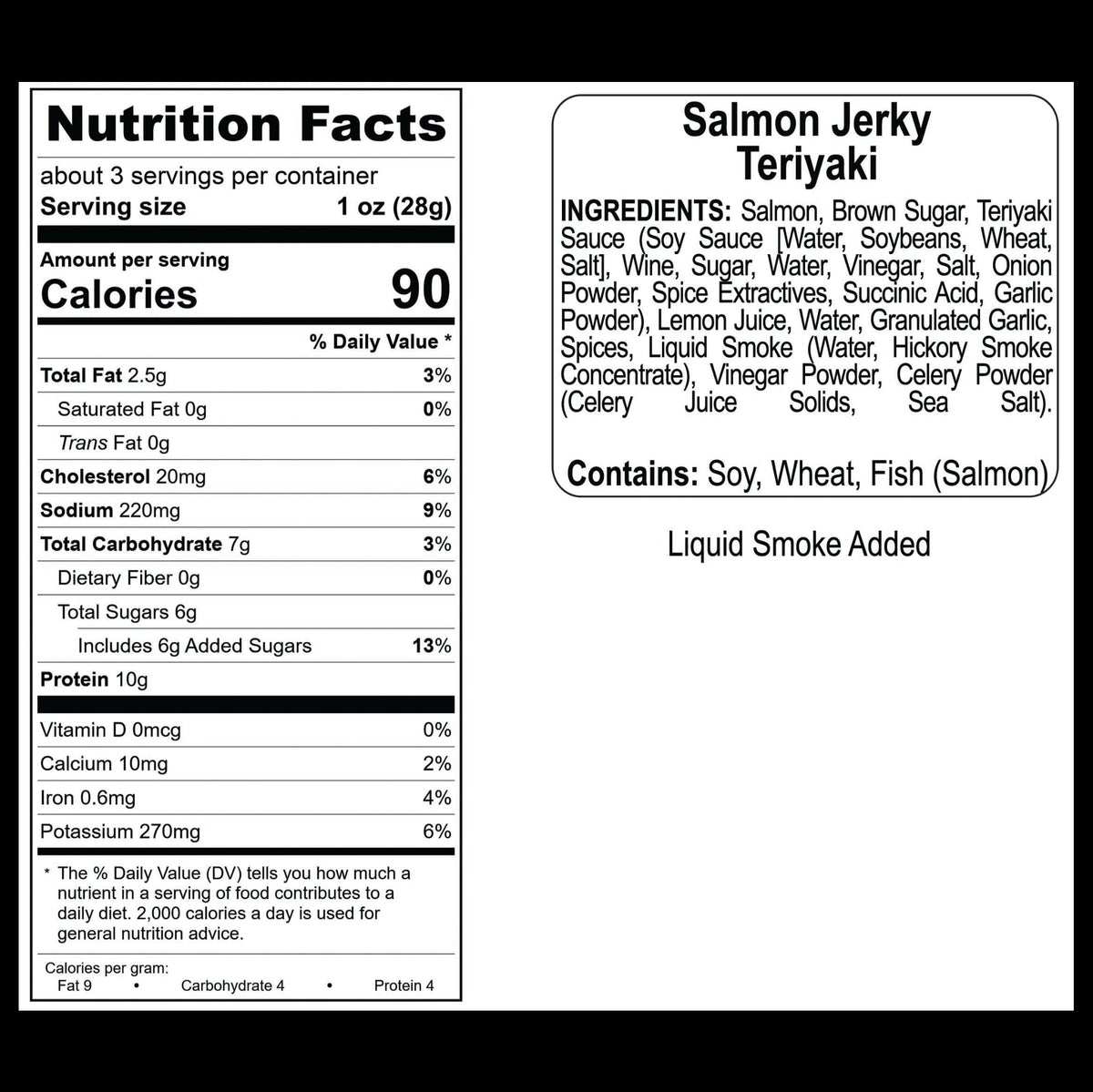 Salmon (fish), Teriyaki nutrition facts and ingredients
